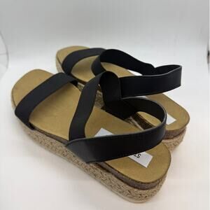 Steve Madden Jaklin Platform Sandal Women's US 8 Beige Black Slingback Strap